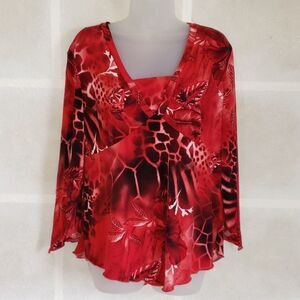 New York City Design Bold Red Blouse